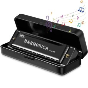 Harmonica Mouth Organ Musical Instrument, Copper Core Mouth Organ Gift for Kids, Mouthorgans Instrument Harmonica C Key 10 Holes 20 Tones Blues Harmonica for Beginners Kids Gifts