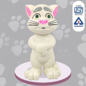NHR Intelligent Talking Tom Cat, Speaking Robot Cat Repeats What You Say, Touch Recording Rhymes and Songs, Musical Cat Toy for Kids (3+ Years, White)